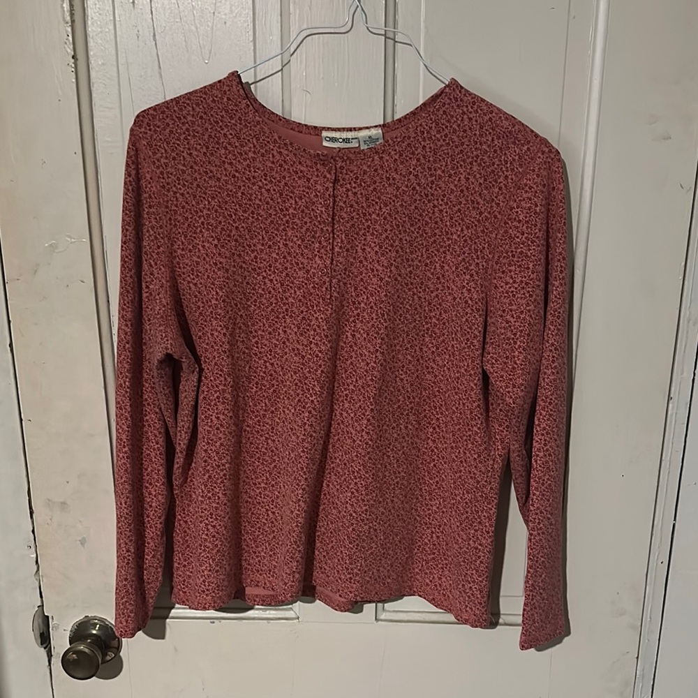 Cherokee Orange Fitted Long Sleeve Blouse